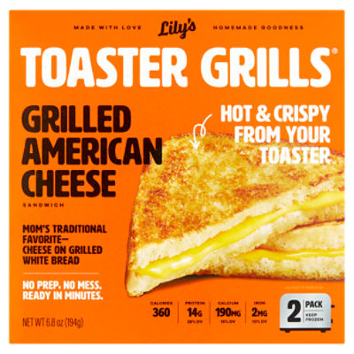 Lily's Toaster Grills Grilled American Cheese Sandwich, 2 count, 6.8 oz