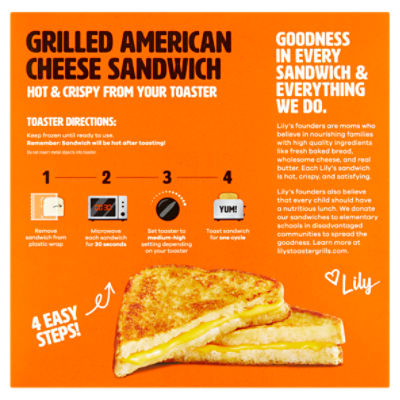 Lily s Toaster Grills Grilled American Cheese Sandwich 2 count