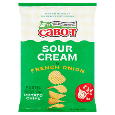 Cabot Sour Cream & French Onion Rustic Ridge Cut Potato Chips, 7 oz