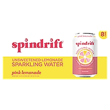 Spindrift Unsweetened Pink Lemonade Sparkling Water, 12 fl oz, 8 count