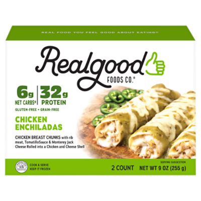 Realgood Foods Co. Chicken Enchiladas, 2 count, 9 oz