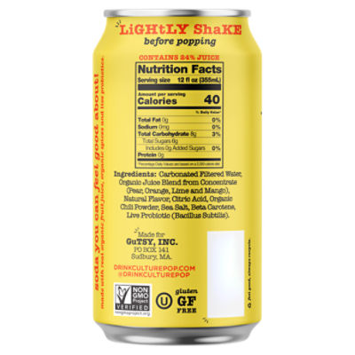 Culture Pop Orange Mango Chili & Lime Soda, 12 fl oz