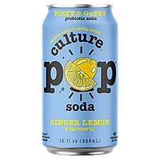 Culture Pop Ginger Lemon & Turmeric, Soda, 12 Fluid ounce