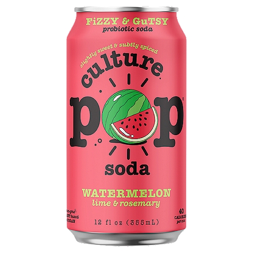 Culture Pop Watermelon Lime & Rosemary Soda, 12 fl oz