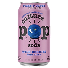 Culture Pop Wild Berries Basil & Lime, Soda, 12 Fluid ounce