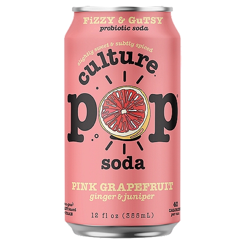 Culture Pop Pink Grapefruit Ginger & Juniper Soda, 12 fl oz