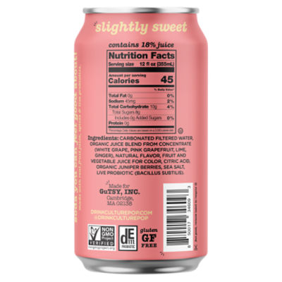 Culture Pop Pink Grapefruit & Ginger Probiotic Soda, 12 fl oz