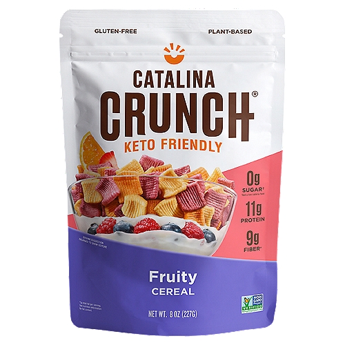 Catalina Crunch Keto Friendly Fruity Cereal, 8 oz
0g Sugar†

Our Cereal is Made with the Same Delicious Taste and Crunch of Your Childhood Favorites, Featuring Plant-Based Protein and Fiber with Zero Added Sugar†, Made from Specially Curated Natural Ingredients.
†Not a low calorie food.

9g Fiber*

High in Fiber*
*5g total fat per serving. See nutrition information for fat content.

A Better Way to Crunch™

Our protein-rich cereal will alleviate your hunger pains, and keep you feeling satisfied.

Go Enjoy Your Cereal and Tell Us what You Think!
