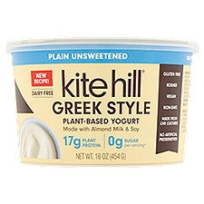 Kite Hill Plain Unsweetened Greek Style Plant-Based Yogurt, 16 oz