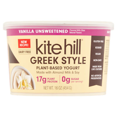 Kite Hill Vanilla Unsweetened Greek Style Plant-Based Yogurt, 16 oz