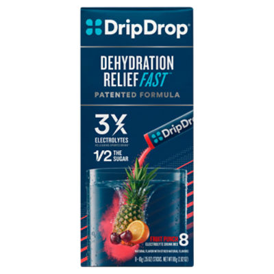 Drip Drop Dehydration Relief Fast Fruit Punch Electrolyte Powder, .35 ...