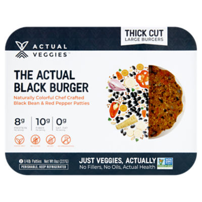 Actual Veggies The Actual Thick Cut Large Black Burger Patties, 1/4 lb, 2 count