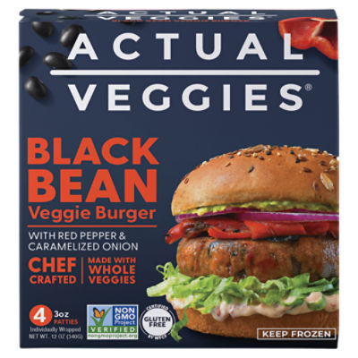 Actual Veggies Black Bean Veggie Burger, 4 count, 12 oz