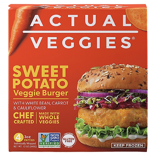 Actual Veggies Sweet Potato Veggie Burger, 4 count, 12 oz