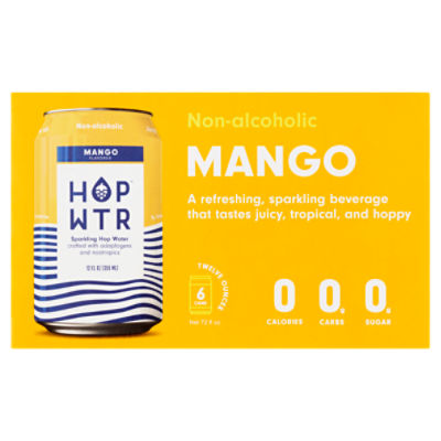 Hop Wtr Mango Sparkling Hop Water, 12 oz, 6 count