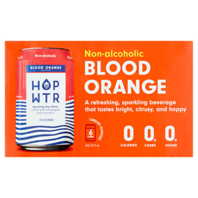 Hop Wtr Blood Orange Sparkling Hop Water, 12 oz, 6 count