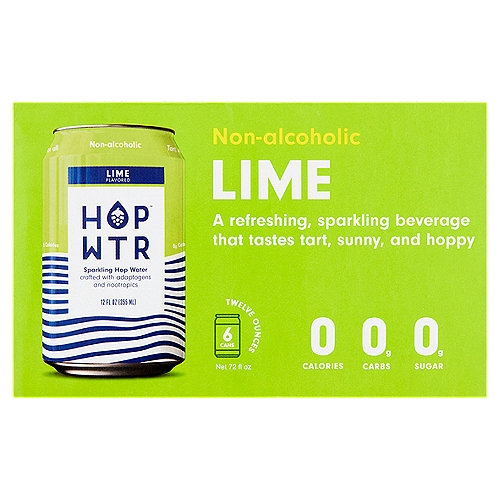 Hop Wtr Lime Sparkling Hop Water, 12 oz, 6 count