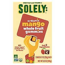 Solely Organic Mango Whole Fruit, Gummies, 3.5 Ounce