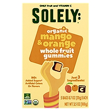 Solely Organic Mango & Orange Whole Fruit Gummies, 0.7 oz, 5 count