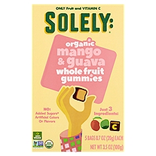 Solely Organic Mango & Guava Whole Fruit Gummies, 0.7 oz, 5 count