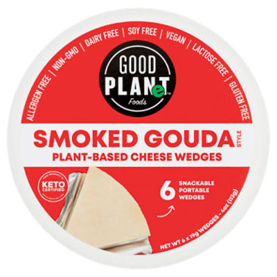 Good Foods Smoked Gouda Style PlantBased Cheese Wedges, 6 count