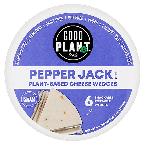 Good Planet Foods Pepper Jack Style Plant-Based Cheese Wedges, 6 count, 4 oz