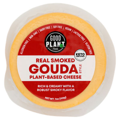 Good Planet Foods Real Smoked Gouda Style Plant-Based Cheese, 7 oz