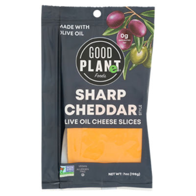 Good Planet Foods Sharp Cheddar Style Olive Oil Cheese Slices, 7 oz