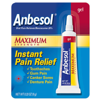 Anbesol Maximum Strength Instant Pain Relief Gel, 0.33 oz, 0.41 liq ounce