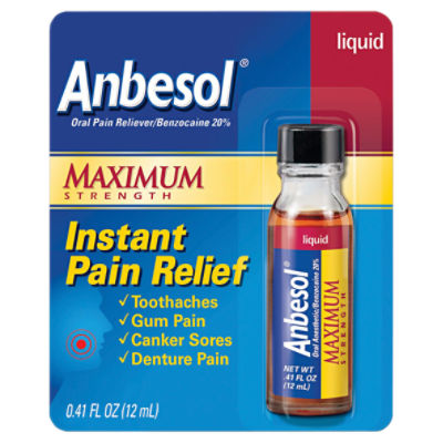 Anbesol Maximum Strength Instant Pain Relief Liquid, 0.41 fl oz, 0.33 oz