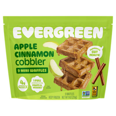 Evergreen Apple Cinnamon Cobbler Mini Waffles, 9 count, 9 oz