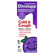 Dimetapp Children's Cold & Cough Grape Flavor Liquid, 6+ Yrs, 4 fl oz, 4 Fluid ounce