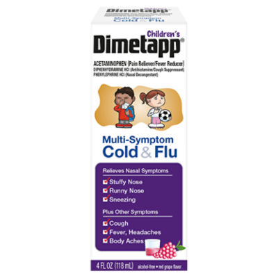 Dimetapp Children's Multi-Symptom Cold & Flu Red Grape Flavor Liquid, 4 fl oz