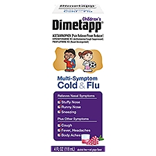 Dimetapp Children's Multi-Symptom Cold & Flu Red Grape Flavor Liquid, 4 fl oz, 4 Fluid ounce