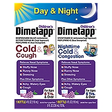 Dimetapp Children's Day & Night Grape Flavor Liquid, For Ages 6 Yrs. & Over, 4 fl oz, 2 count, 8 Fluid ounce