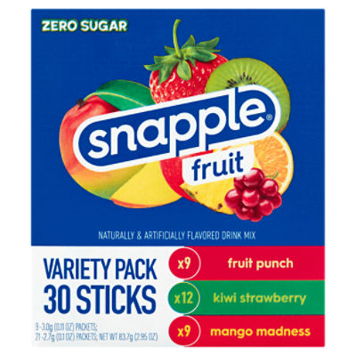 Snapple On The Go Fruits Drink Mix Packets Variety Pack, 30 count, 2.95 oz