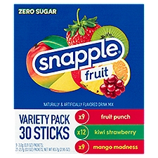 Snapple On The Go Fruits Drink Mix Packets Variety Pack, 30 count, 2.95 oz, 2.95 Ounce