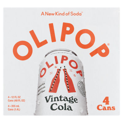 Olipop Vintage Cola Soda, 12 fl oz, 4 count