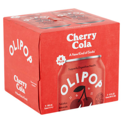 Olipop Cherry Cola Soda, 12 fl oz, 4 count