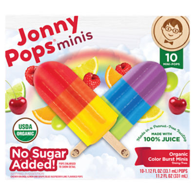 JonnyPops Organic Color Burst Minis Pops. 1.12 fl oz, 10 count, 11.2 Fluid ounce