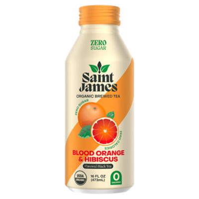 Saint James Organic Blood Orange & Hibiscus Flavored Black Tea, 16.9 fl