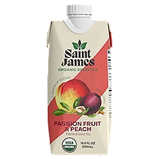 Saint James Organic Passion Fruit & Peach Flavored Green Tea, 16.9 fl oz