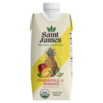 Saint James Organic Pineapple & Mango Flavored Green Tea, 16.9 fl oz