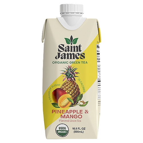 Saint James Organic Pineapple & Mango Flavored Green Tea, 16.9 fl oz