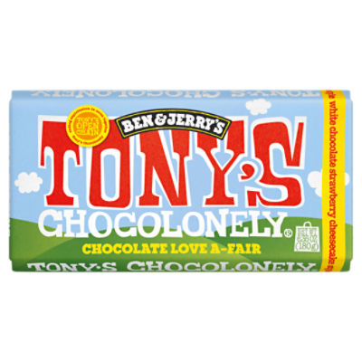Ben & Jerry's Tony's Chocolonely White Chocolate Strawberry Cheesecake Style, 6.35 oz