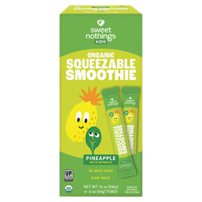 Sweet Nothings Kids Pineapple with Spinach Squeezable Smoothie, 2 fl oz, 6 count