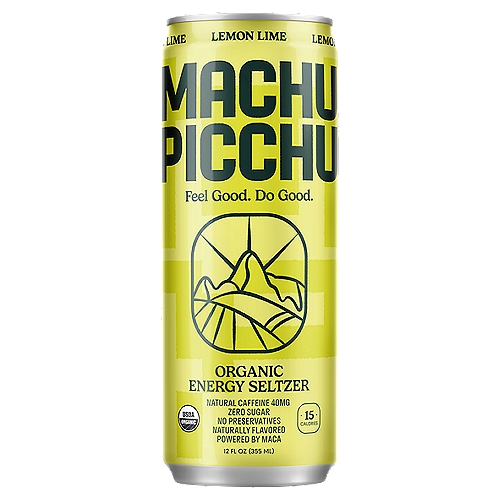 Machu Picchu Lemon Lime Organic Energy Seltzer, 12 fl oz