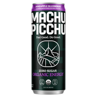 Machu Picchu Zero Sugar Pineapple Blueberry Organic Energy Drink, 12 fl oz