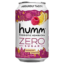Humm Zero Sugar Raspberry Lemonade Flavored Probiotic Kombucha, 12 fl oz