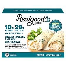 Real Good Foods Creamy Poblano Chicken Enchiladas, 2 count, 8 oz